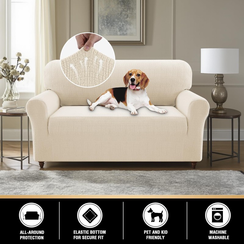 PrinceDeco Waterproof Couch Cover Slipcovers for Couches and Sofas,Stretch Loveseat