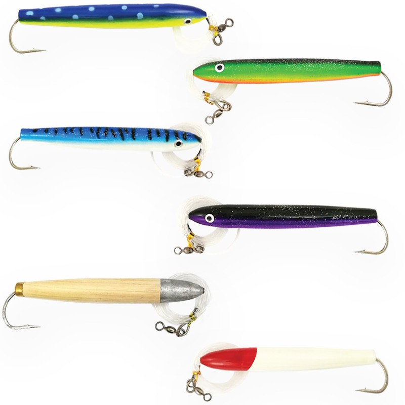 6" Rigged Cedar Plugs - 6 Pcs w/Lure Bag