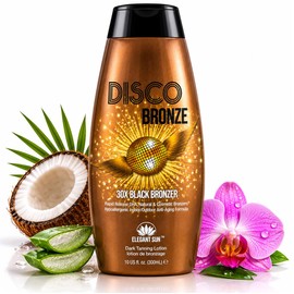 Disco Bronze 30X Black Bronzer Tanning Lotion - Indoor & Outdoor UV Tan Accelerator with DHA, Natural & Cosmetic Bronzers, Proprietary Melanin Boosting Formula, Made in USA for Men & Women – 10 oz