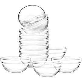 Mini 3.5 Inch Glass Bowls for Kitchen Prep, Dessert, Dips, and Candy Dishes or Nut Bowls, Set of 12
