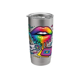 90s Retro Pop Art Rainbow Lips Nostalgia Costume 90s Stainless Steel Insulated Tumbler