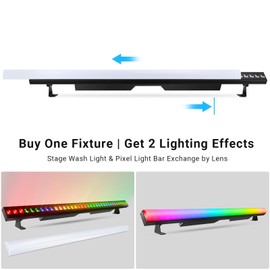 LED Stage Wash Light Bar: 120W 36LEDs RGBW 4IN1 Color Changing - Detachable Diffuser - Pixel & Beam Effects - DMX Master Slave Control - Uplight for Events DJ Bar Party Music Show Band Performance