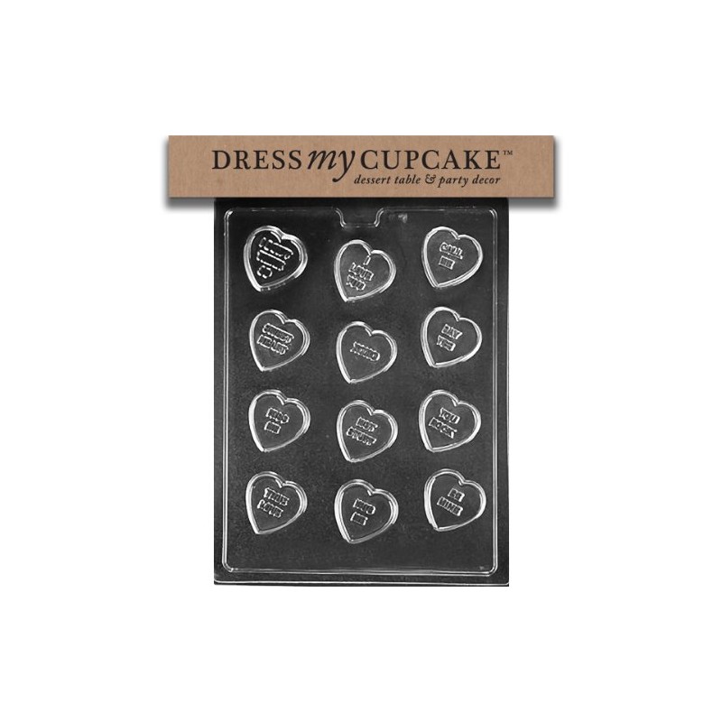 Dress My Cupcake Schokoladenform, Herz-Sprüche, Valentinstag