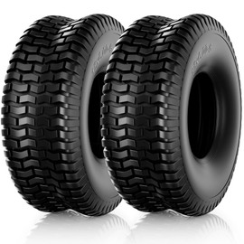 RONPOW 15x6.00-6 Tubeless Lawn Mower Tire, 15x5x6 Riding Lawn Mower Tires, 4 Ply Rubber Tread Pattern 15-6.00-6 Garden Tractor Tire for Residential and Commercial, 2Pack Tubeless, Load 500LBs