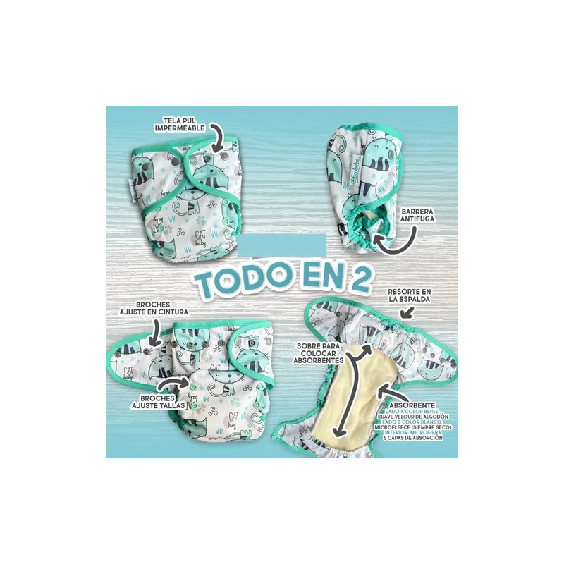 Pañales Ecológicos De Tela Ecobebe | 6 Pack (elije Modelos)