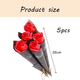 DHWEKU Pack of 5 Red Artificial Roses, Artificial Flannel Flowers, Artificial Flowers, Single Long Stemed Flowers, Realistic Decorative Flowers for Wedding, Home, Garden, Decoration