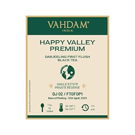 VAHDAM, Happy Valley Darjeeling Premium First Flush Black Tea 2023 | 3.53Oz/100g, Exclusive Hand Picked Black Loose-Leaf Tea | Fresh Summer Harvest Tea | Brews 50+ Cups