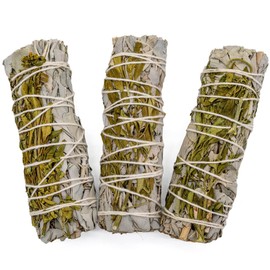 Salvia Blanca - 3 Pack White Sage from California for Spiritual Cleansing | Natural Smoking Protection | Eco Friendly and Sustainable, White, 10 cm, Salvia
