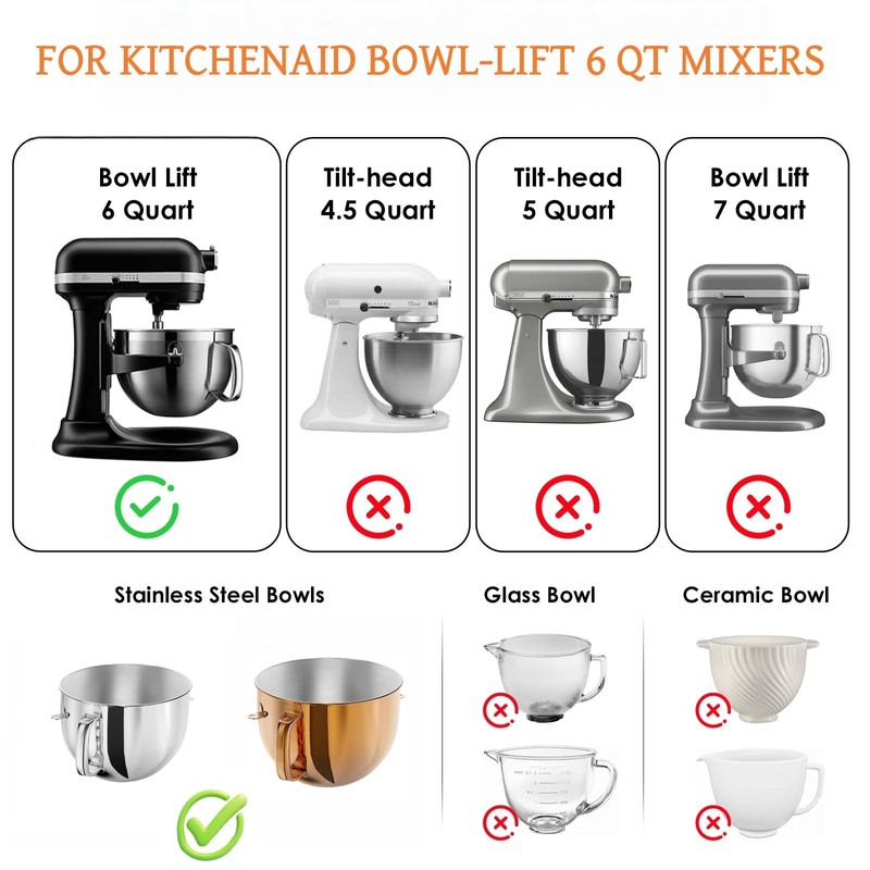 Silicone Bowl Liners for KitchenAid 6 Qt Bowl-Lift Mixer, Silicone