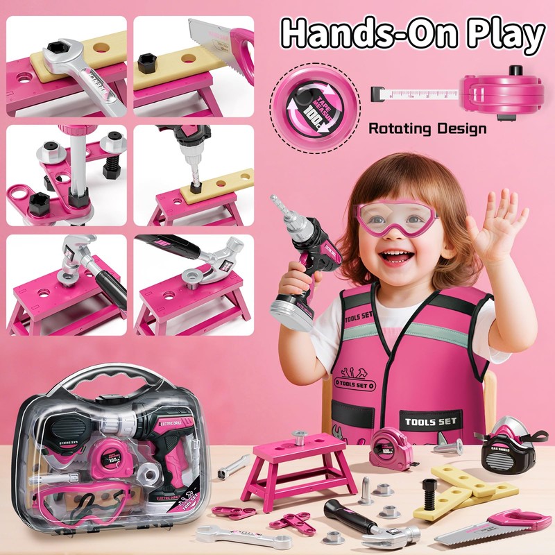 KidBloom Kids Tool Set with Toy Drill, Construction Tools with
