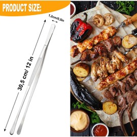 2Pcs Kitchen Tongs Professional Cooking Tweezers Barbecue Tweezers 30cm Stainless Steel Meat Tongs Food Tweezers Kitchen Long Tweezers for Cooking Repairing Salad Stirring Seafood and Grilling