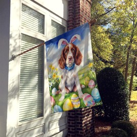 Caroline's Treasures DAC5201CHF Welsh Springer Spaniel Easter Egg Hunt House Flag Large Porch Sleeve Pole Decorative Outside Yard Banner Artwork Wall Hanging, Polyester, House Size, Multicolor
