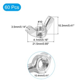 uxcell #10-24 Wing Nut 60 Pcs, Carbon Steel Butterfly Wing Nuts Fasteners Parts Hand Twist Tighten Wing Nuts for Machinery Electronic Equipment DIY, White