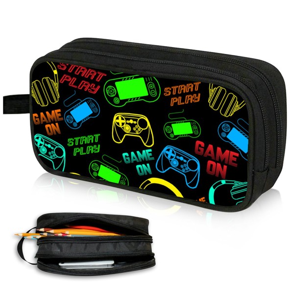 WOBAGMEN Double Layer Pencil Case with Handle Large Pencil Bag