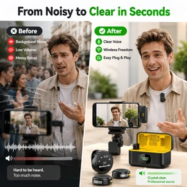 Wireless Lavalier Microphone for iPhone Android & PC – Noise Cancelling Mini Lapel Mic for Vlogging, Live Streaming, Interviews & Outdoor Recording