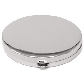 Silver Oval with Mirror Pocket Purse Portable Travel Pill Box & Medicine Organizer (2 Compartments)