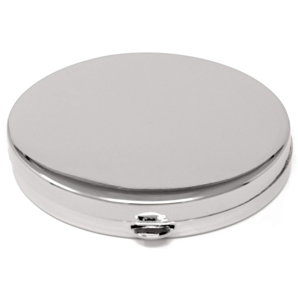 Silver Oval with Mirror Pocket Purse Portable Travel Pill Box & Medicine Organizer (2 Compartments)