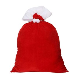 Koboko Santa Sack 70 x 50 cm, Velvet Santa Sack with Cord and Pompoms, Gift Bag for Christmas, Santa Sack for Santa Costume, Decoration, Christmas Party