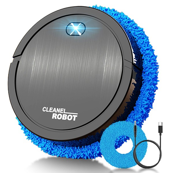 Robot Mop, 6.5cm Ultra-Slim Body + 200RPM Rotating Mop Pads,