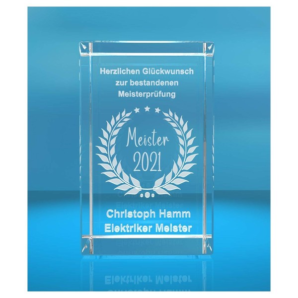 ELUNO 3D Glass Cuboid | Master + Year | Congratulations