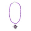 Alpin-Trachten Costume Necklace with Rhinestones Edelweiss Pendant and Satin Cord