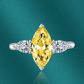 LAIFULA 2CT Bridal Ring Sets Oval Cut Cubic Zirconia Wedding Band CZ Engagement Rings for Women Size Adjustable (Yellow)