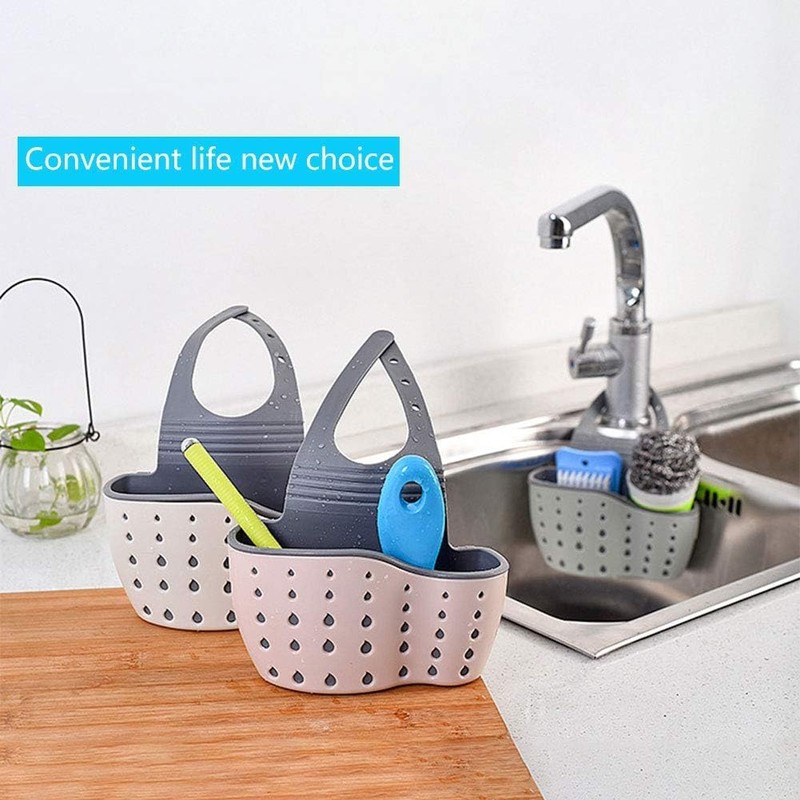 Cisila 2Pcs Sink Sponge Holder,Adjustable Silicone Sling Sponge Caddy with
