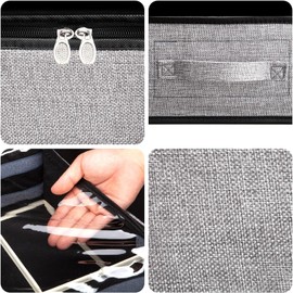 Anyoneer Under Bed Shoe Storage Organizer, Set of 2, Underbed Shoes Container with Adjustable Dividers, Fits 24 Pairs, Gray