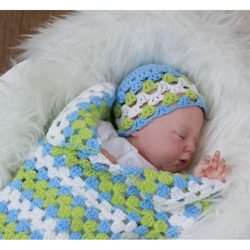 Crochet Pattern for Babies Granny Stitch Cocoon and Hat in