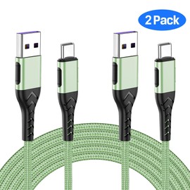 Durcord USB C Cable, Upgarded 2Pack 6ft Fast USB Type C Charging Cable for Android/Phone/Pad/Laptop, Type C Charger Braided USB Cable Compatible withi Phone 16/15/Pro/Plus/Max/Sam.Sung-Green