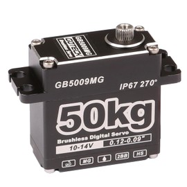 GOTECK 50KG Brushless Digital Servo,High Voltage 14V Metal Gear Waterproof Steering Servo with 25T Servo Horn for 1/8 1/10 RC Crawler Car,Robot,Boat,Truck Robot Parts (GB5009MG-270°)