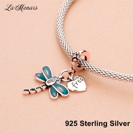 LaMenars Free Dragonfly Charms for 925 Sterling Silver for Women's Bracelets & Necklaces Dangle Pendant for Christmas Valentine's Day Mother's Day Gifts for Girls