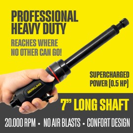 Berkling Tools BT 6321-7 1/4" Extra Long Straight Air Die Grinder – Professional-Grade Heavy-Duty Pneumatic Grinder with Variable Speed Control for Precision Grinding, Polishing & Sanding
