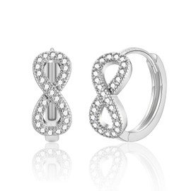 FAOMZQ Hoop Earrings 925 Silver Infinity Earrings Sterling Silver Cubic Zirconia Infinity Hoop Earrings Gift for Men Women Ladies, Cubic Zirconia