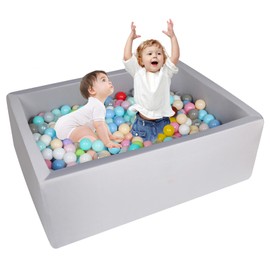 Foam Ball Pit for Children Toddlers, 40 Inch Rectangle Kids Ball Pool, Soft Ball Pit, Ideal Gift for Children Indoor Outdoor Game (Balls NOT Included) - Light Grey