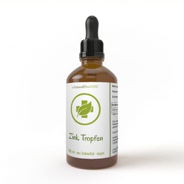 Zinc Drops - Ionic Zinc (from Zinc Sulphate) without Alcohol - 100 ml (approx. 3400 Drops) - Vegan - No Additives and Additives - Made in Germany