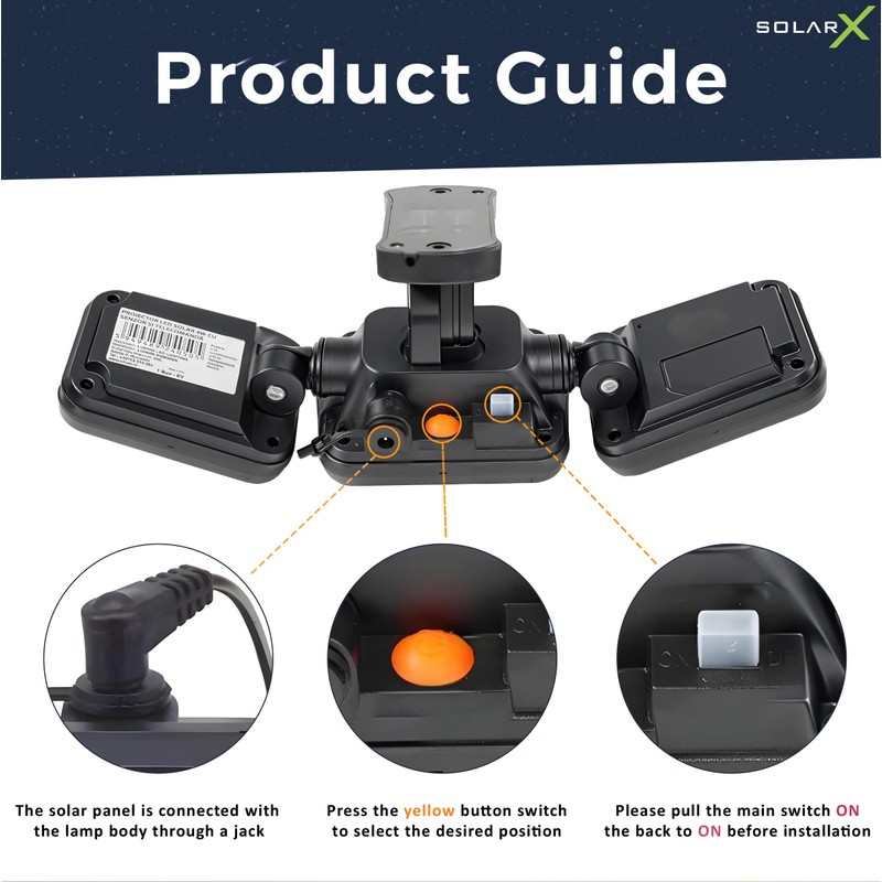 SolarX 108LED Solar Motion Sensor Light Outdoor- IP65 Waterproof Solar