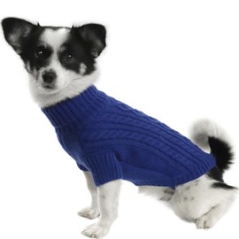 LiebeDD Small Dog Sweater, Dog Sweaters for Small Dogs Girl, Winter Warm Sweater for Dog Cat, Turtleneck Knitted Little Dog Sweaters, Cozy Pet Sweater for Mini Dachshund, Greyhound (Sapphire Blue S)