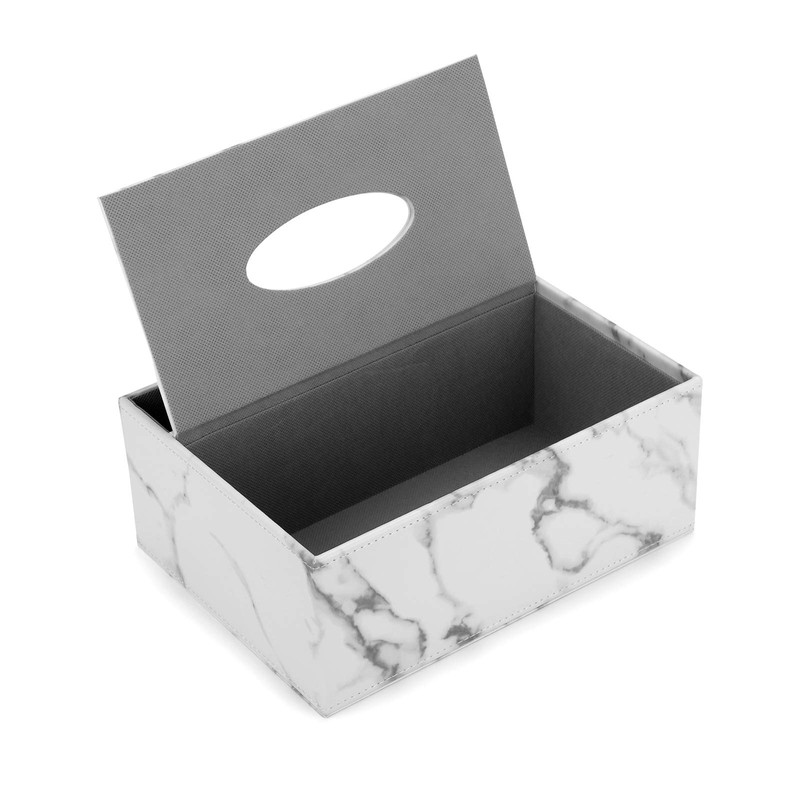 BSTKEY Rectangle Tissue Box PU Leather with Remote Control Organizer