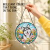 Husky Dog Flower Stained Glass Suncatcher Window Hanging Decor