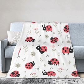 Ladybug Cute Ladybird Throw Blanket Super Soft Warm Bed Blankets for Couch Bedroom Sofa Office Car, All Season Cozy Flannel Plush Blanket for Girls Boys Adults, 50"X40"