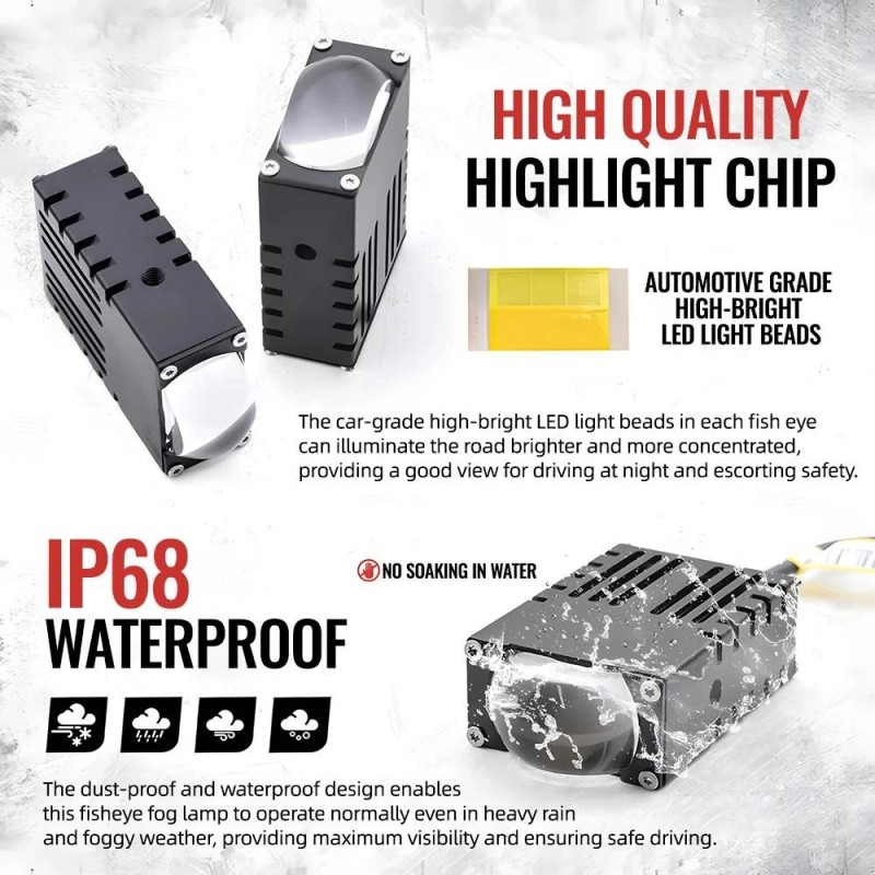 MYM-AUTO 2PC 160W Grile LED Light Pods Car Front Headlight