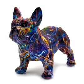 FUNSXBUG Colorful Art French Bulldog Statue Dog Figurines Sculpture Collectibles Home Office Desktop Decor Outdoor Garden Display Decoration Resin (Colour 1)