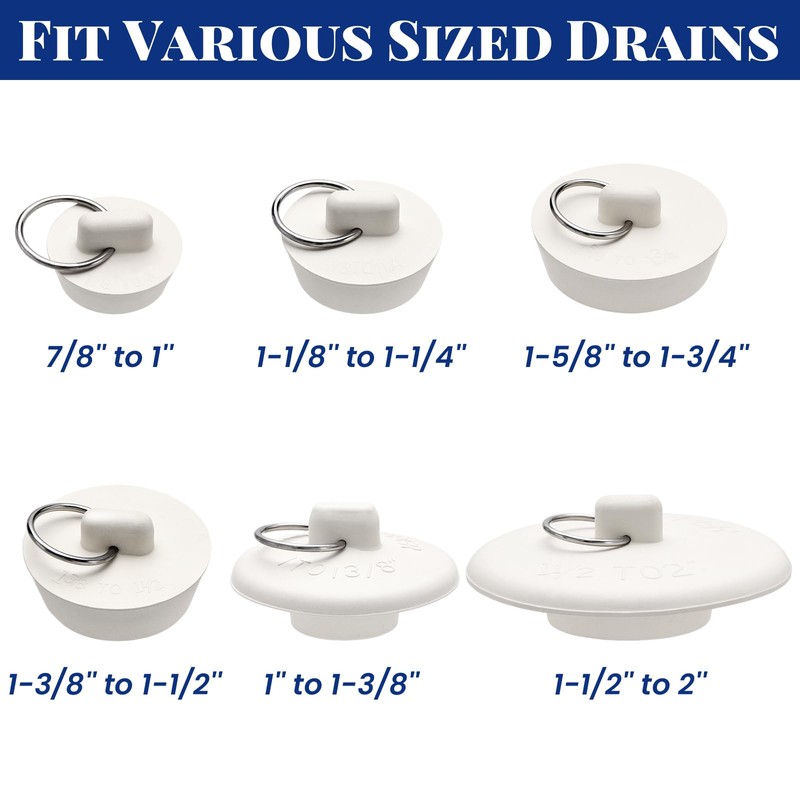 6 Pieces Drain Stopper, Bathroom Sink Stopper, Bathtub Drain Plug