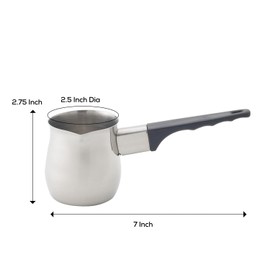 Fino Stainless Steel Turkish Coffee Pot - Professional 18/8 Warmer for Stovetop Coffee, Milk, Tea, Hot Chocolate - Delicious Daily Beverages - 6-Ounce