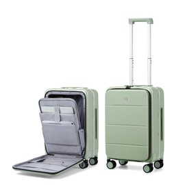 MILADA Carry On Luggage 22x14x9 Airline Approved Spinner Wheels TSA Luggage 20 Inch Hard Shell Suitcases Front Opening Pocket Rolling Aluminum Frame Travel Luggage, Bamboo Green