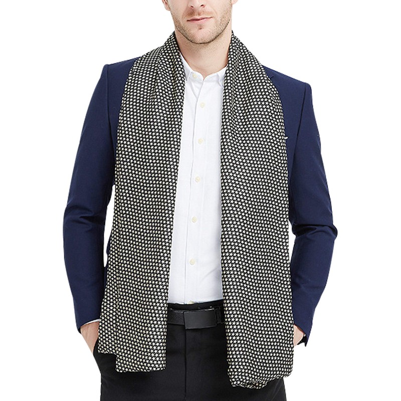 WANYING Men's Silk Scarf Artificial Silk Scarf Double Layers Long