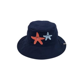 FlapJackKids - Kids Reversible Mixed Sun Hat - Starfish - M (2-4Y)