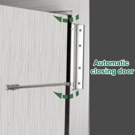 Heveer Automatic Door Closer Stainless Steel Rod Door Closer Adjustable Spring Door Closer for Outdoor Interior Door Garden Gate Silver