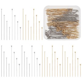 PH PandaHall 320 Pieces 4 Sizes Ball Head Pins Flat Head Pins 304 Stainless Steel Jewellery Making Needle 20/30/40/50 mm Head Pin 22 Gauge Bendable Needles for Beads Earrings